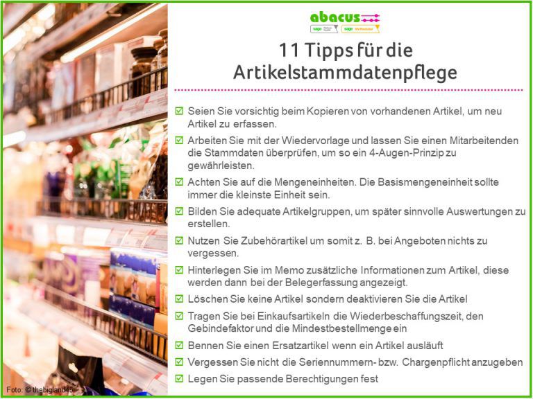 Checkliste für 11 Tipps zur Pflege der Artikelstammdaten