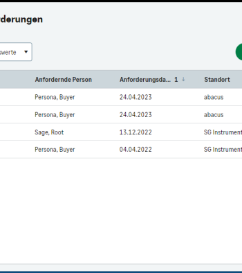 Eingabemaske von SDMO mit Status zu Bestellanforderungen